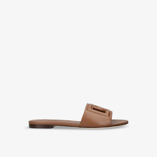 

Деловые кожаные шлепанцы Dolce & Gabbana, цвет tan