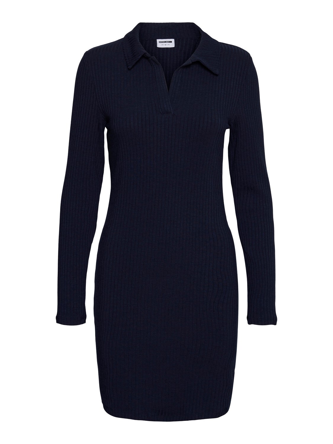 

Платье Noisy may Enges Langarm NMCLARA Party Slim Dress Mini Geriptes Shirt, темно-синий