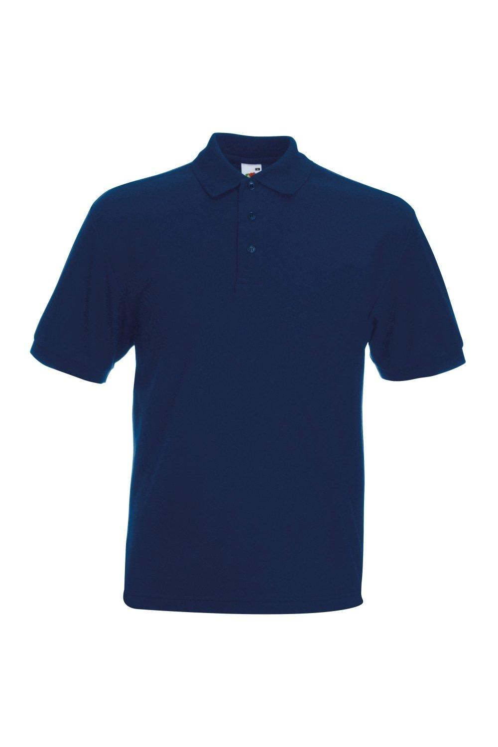 однотонная рубашка поло из тяжелого пике с заклепками premier синий Рубашка поло с короткими рукавами из тяжелого пике 65/35 Fruit of the Loom, темно-синий