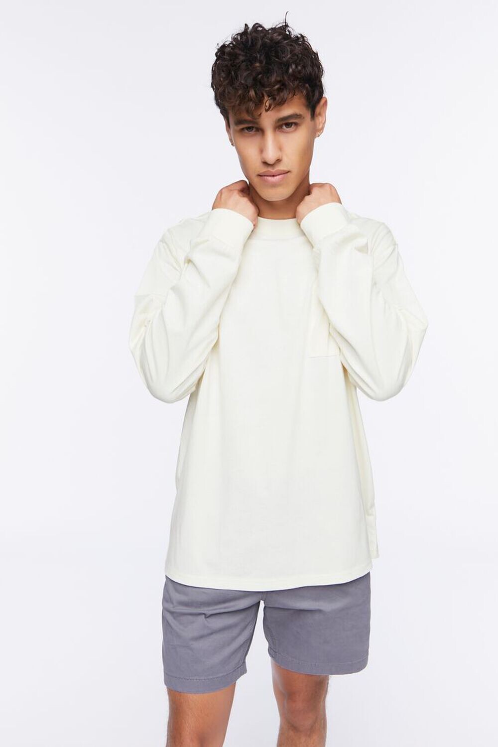 

Хлопковая футболка с карманами Forever 21, кремовый, Бежевый