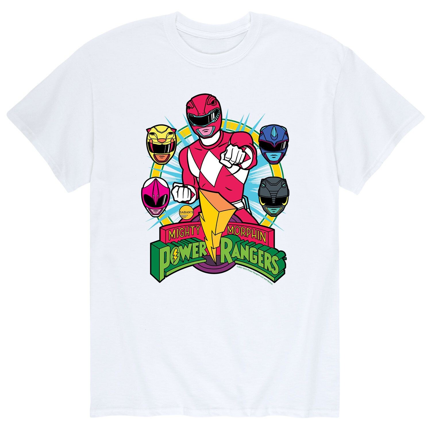 

Мужская футболка Power Rangers Red Ranger Faces Licensed Character