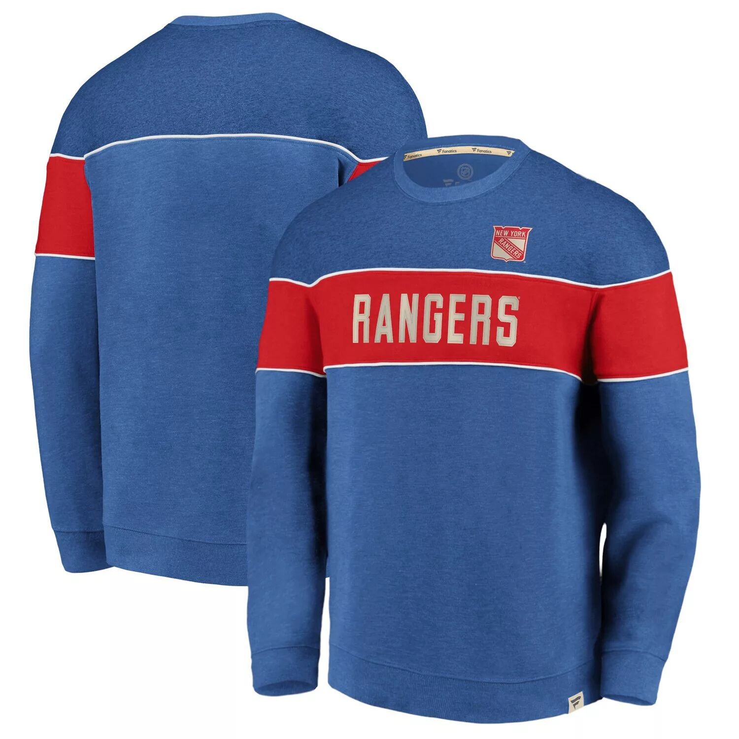 

Мужская синяя толстовка с фирменным логотипом Fanatics из меланжевого цвета New York Rangers Varsity Reserve, Синий