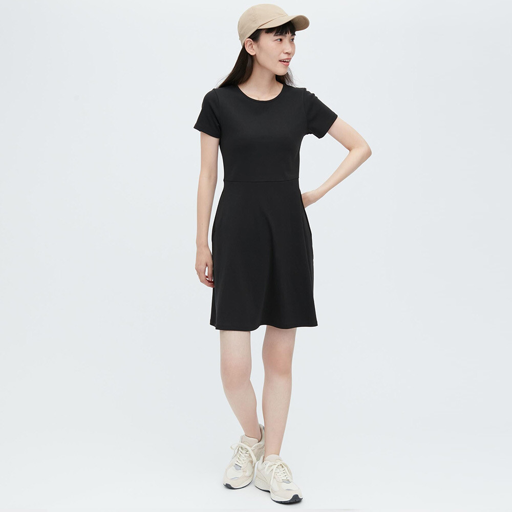 

Женское платье Uniqlo с короткими рукавами, черный