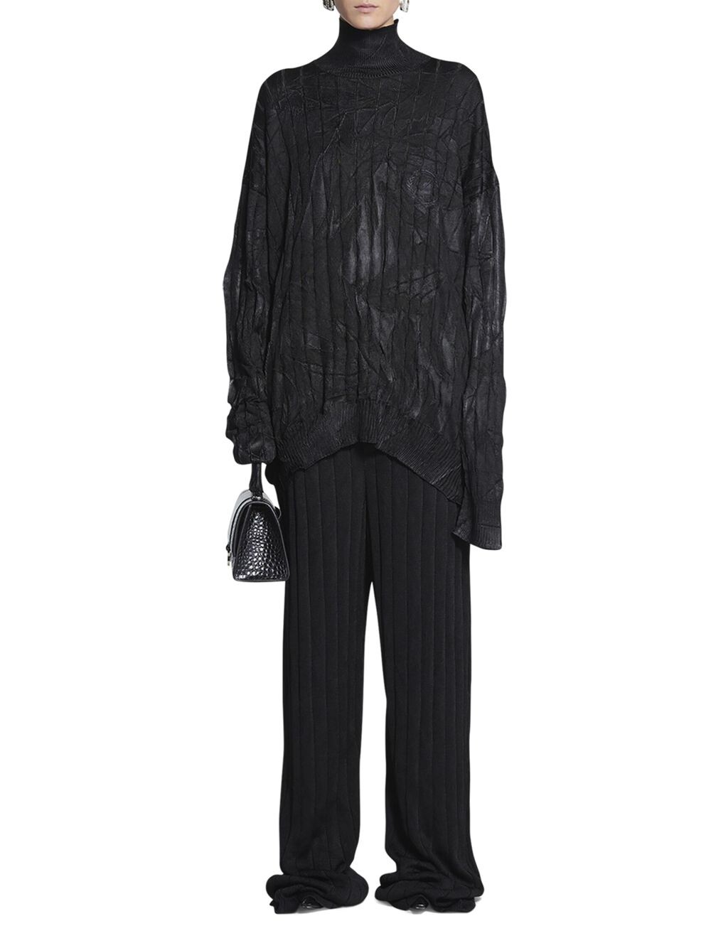 

Свободная водолазка со складками Balenciaga, черный