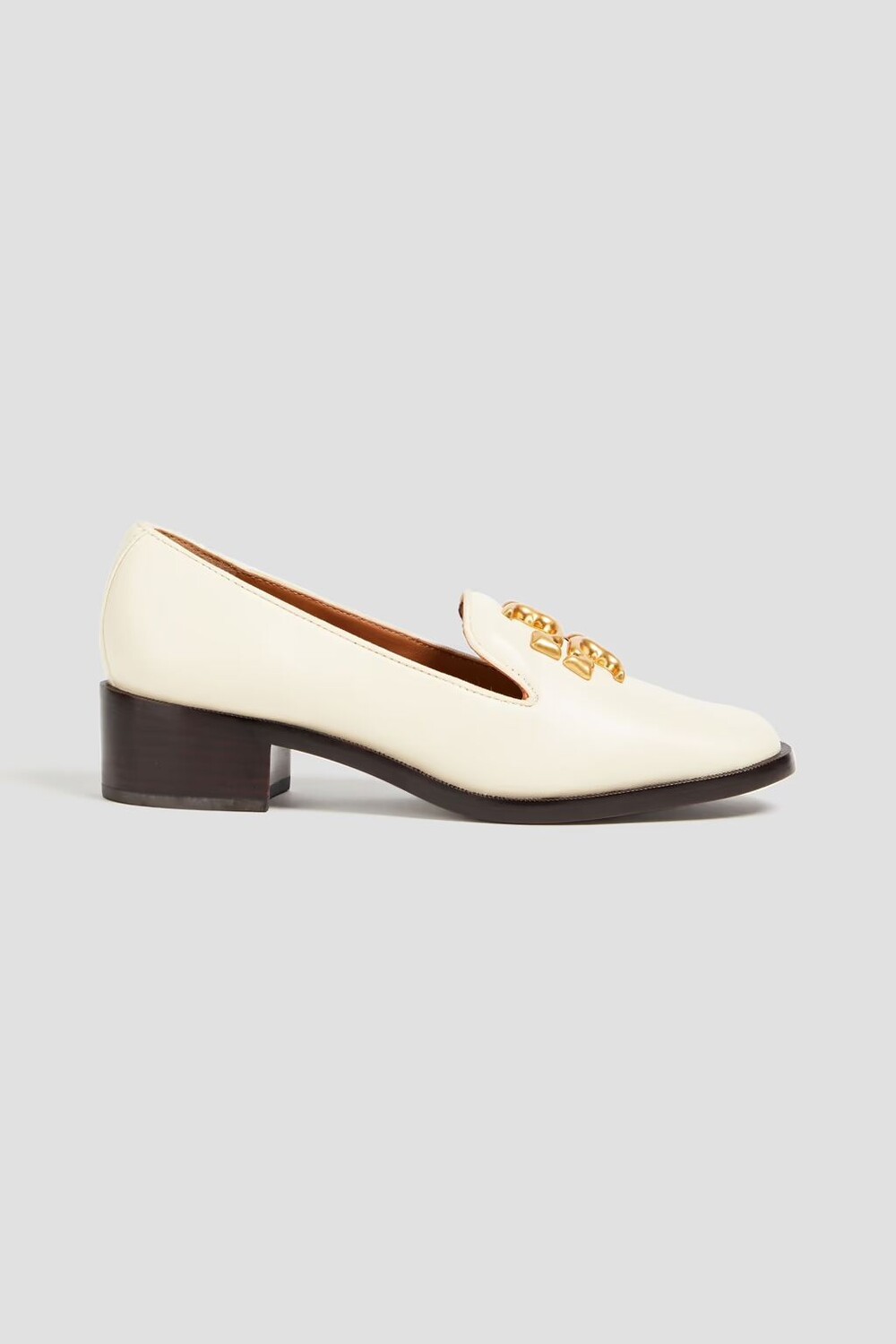 

Кожаные лоферы с украшением Tory Burch, крем