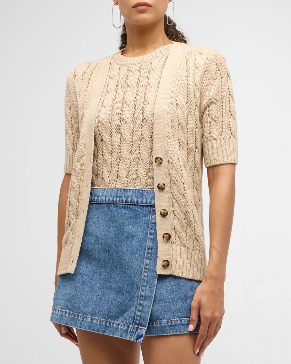 

Кардиган Julietta с короткими рукавами Veronica Beard, цвет Stone Khaki