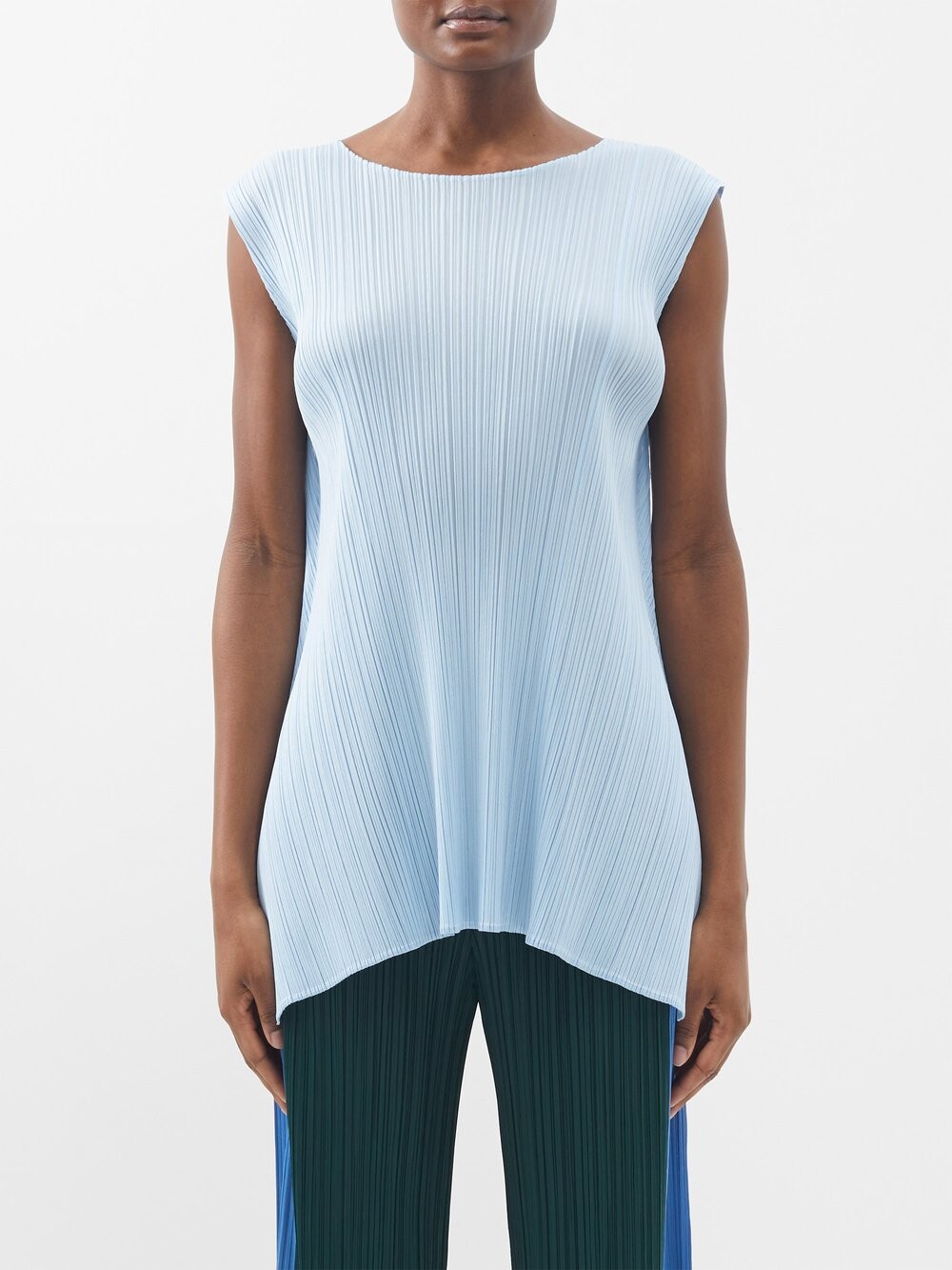 

Топ без рукавов со складками Pleats Please Issey Miyake, синий