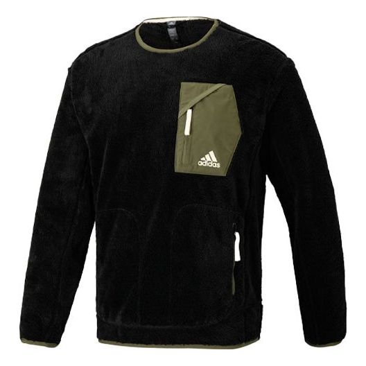 Куртка adidas Round Neck Logo Casual Sports Fleece Jacket Black, черный