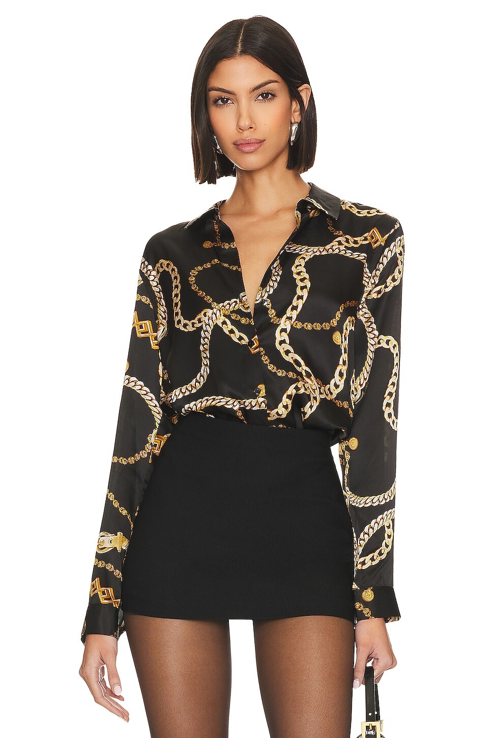 

Блузка L'AGENCE Tyler, цвет Black & Gold Chain