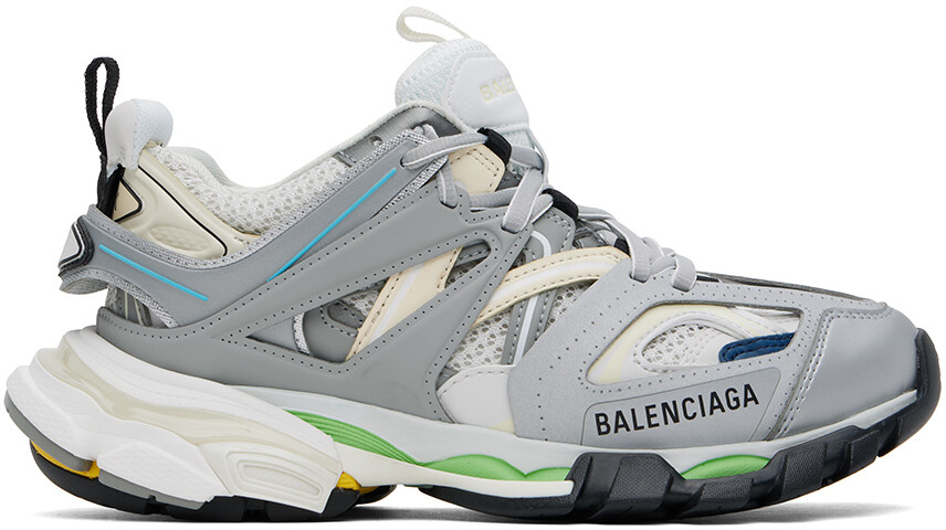 

Серебристо-белые спортивные кроссовки Balenciaga, цвет Grey/Blue/Green