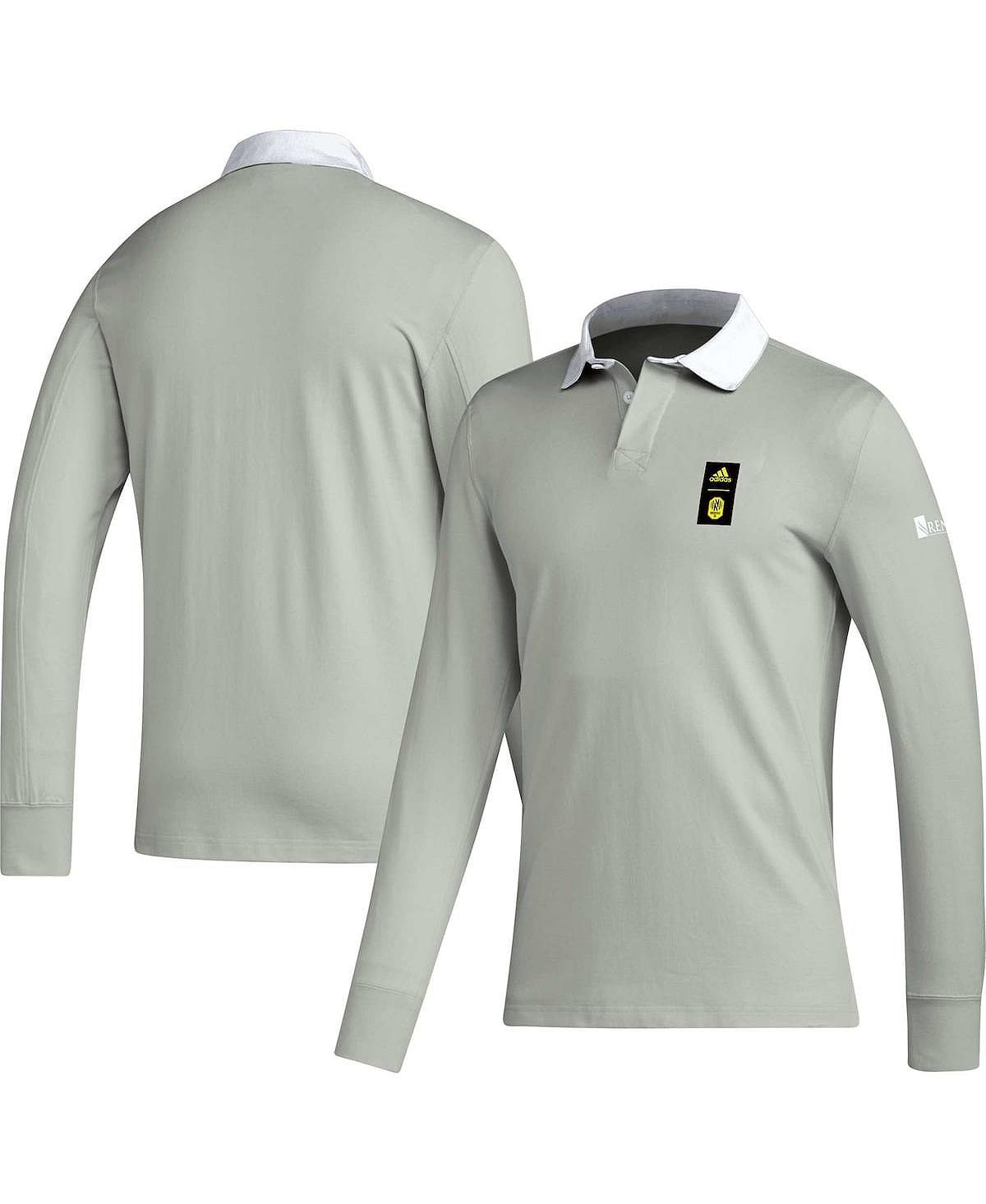 Мужская серая рубашка-поло с длинным рукавом Player 2023 Nashville SC Travel adidas