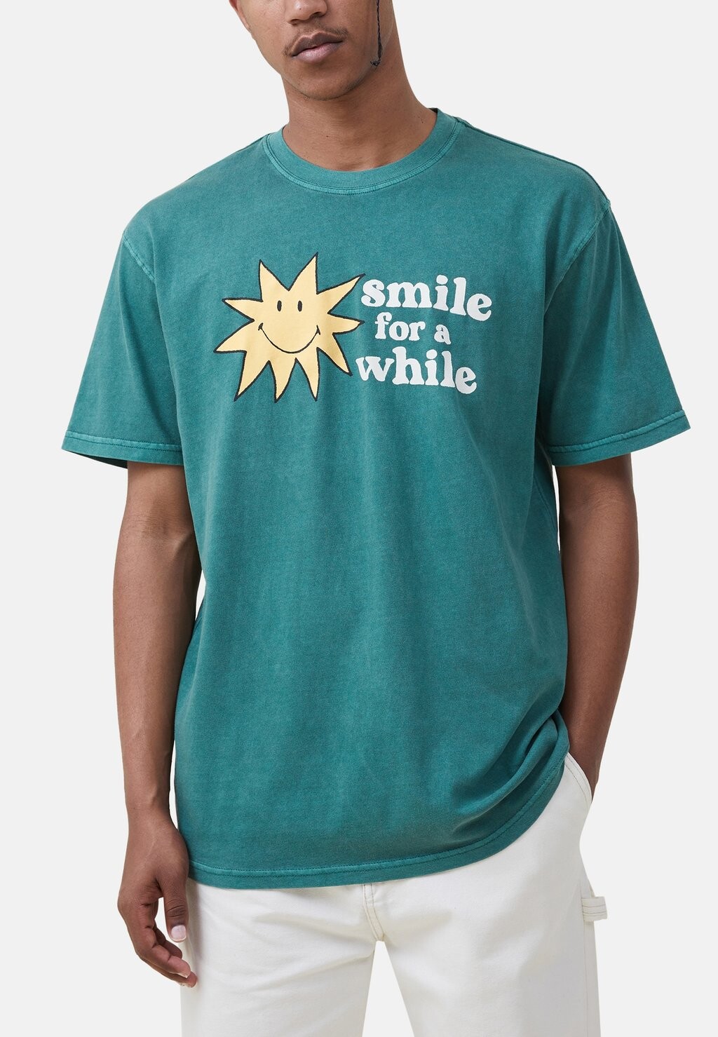 

Футболка с принтом SMILEY LOOSE FIT Cotton On, зеленый