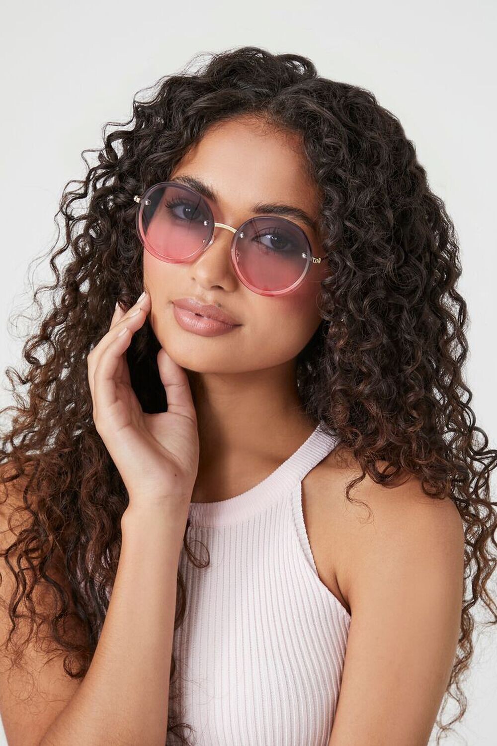 

Круглые солнцезащитные очки без оправы Forever 21, золотой