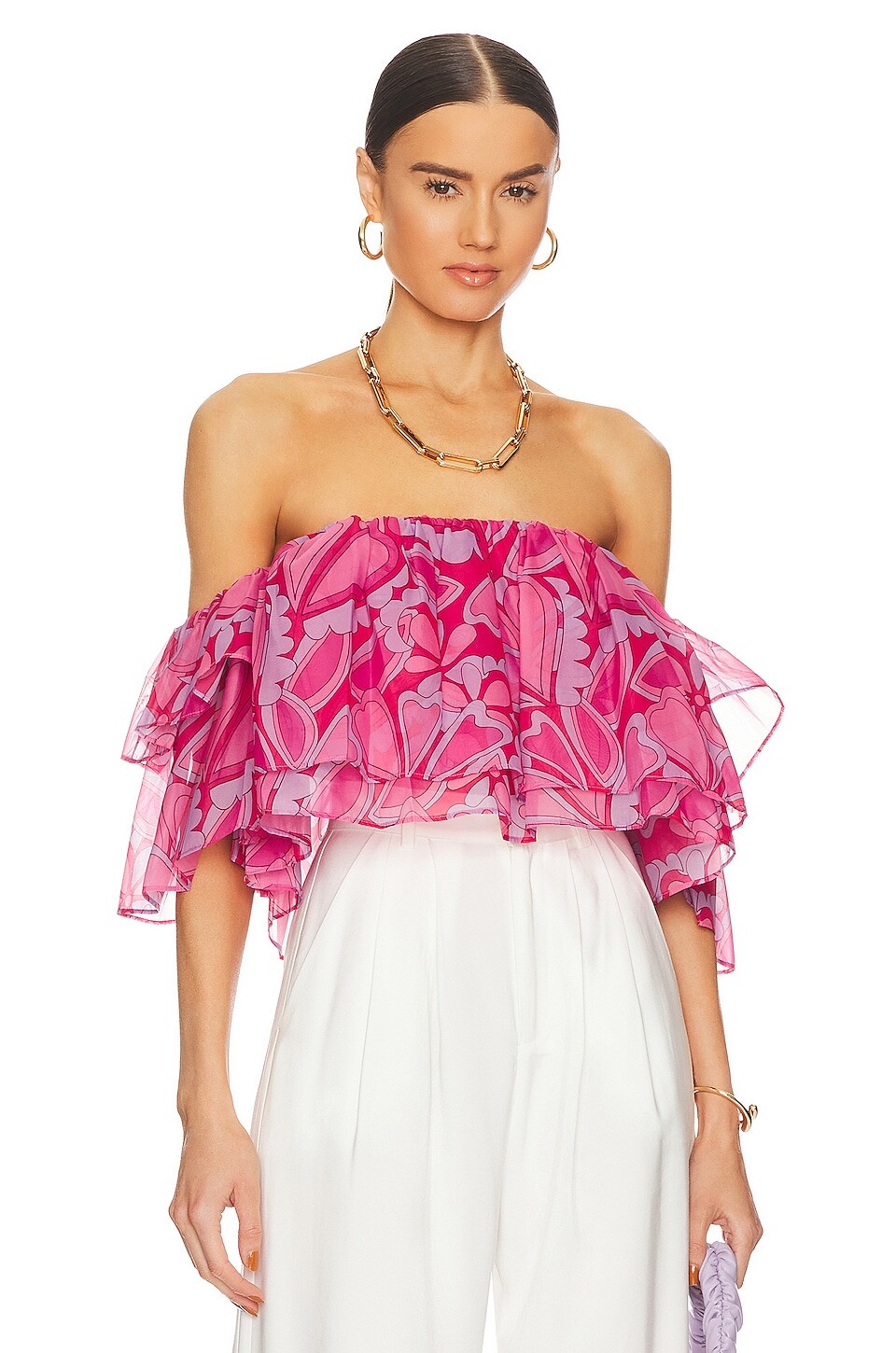 

Топ Show Me Your Mumu x REVOLVE Rossella Ruffle, цвет Candy Hearts