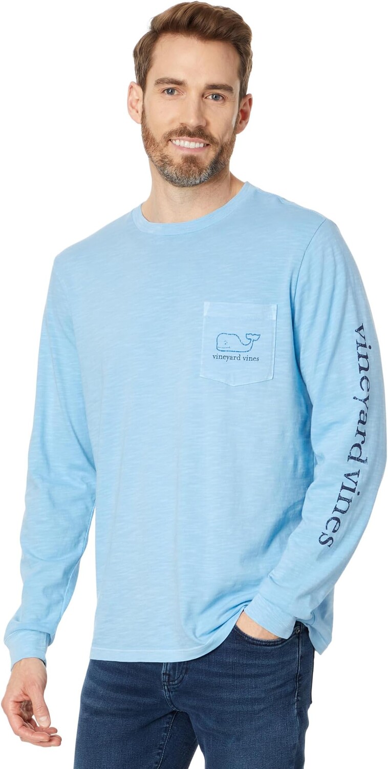 

Футболка Vineyard Vines Vintage Whale LS GD Pocket Tee, цвет Jake Blue