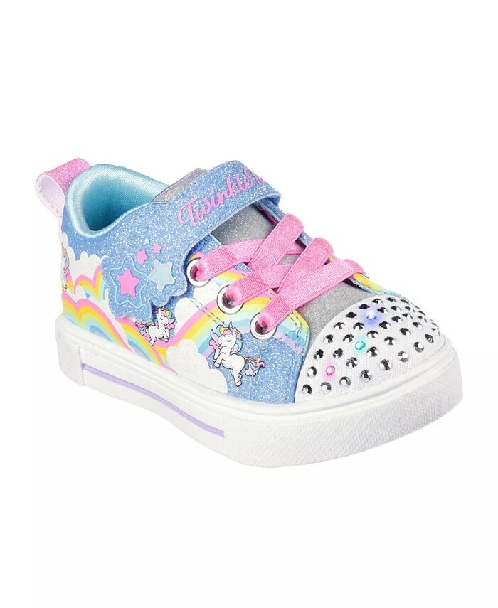 

Twinkle Toes для маленьких девочек — Twinkle Sparks — повседневные кроссовки с подсветкой и регулируемым ремешком в виде единорога от Finish Line Skechers, мультиколор