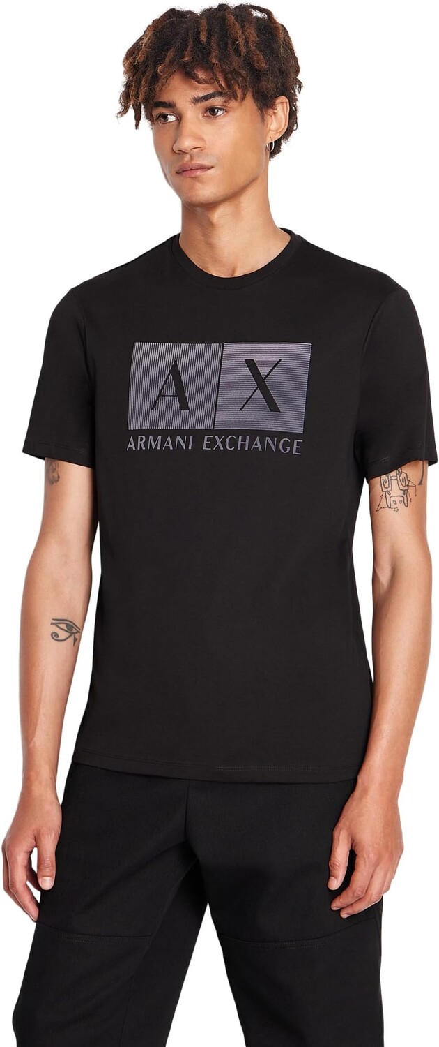 

Текстурированная футболка с логотипом в виде шелкографии Armani Exchange, черный