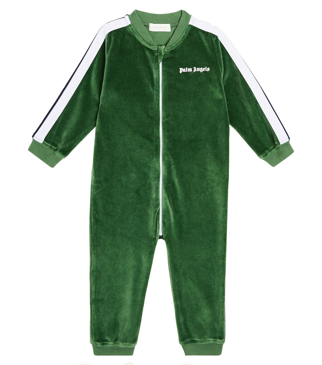 

Детский бархатный комбинезон с логотипом Palm Angels Kids, зеленый
