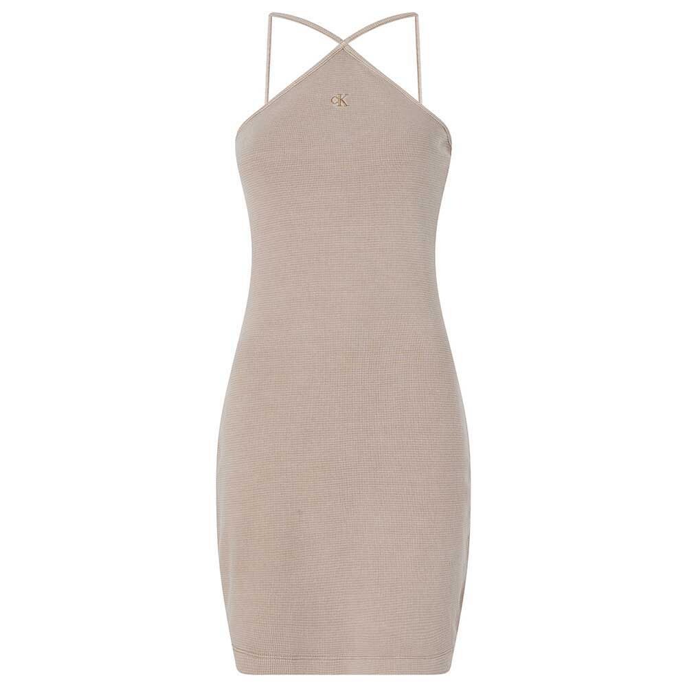 

Платье Calvin Klein Jeans Waffle Halter Sleeveless Short, бежевый