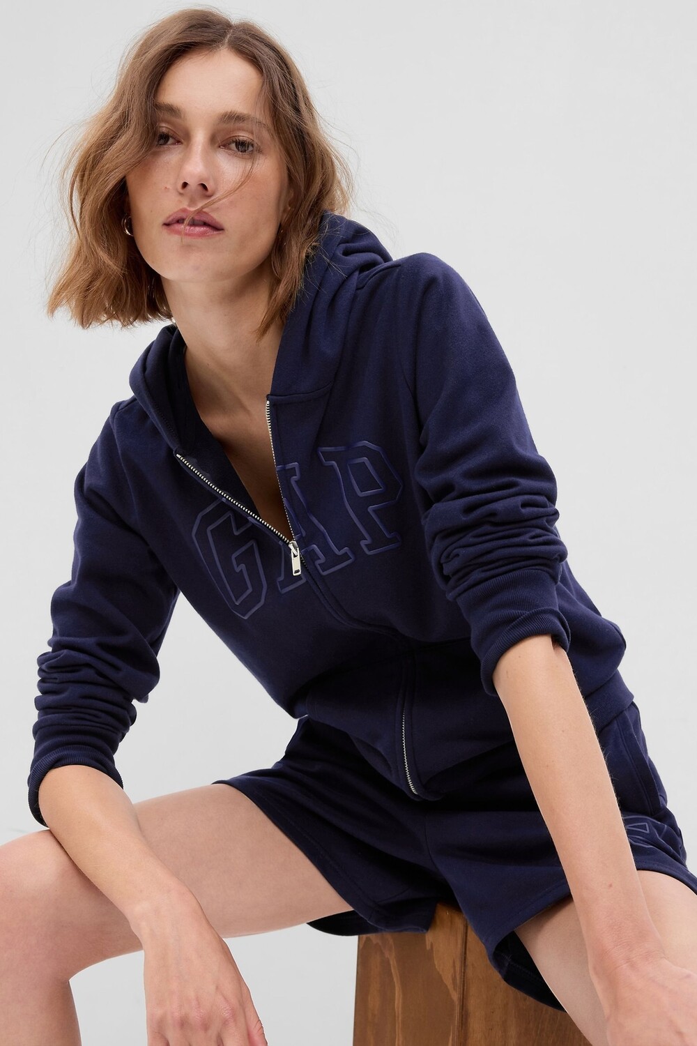 

Худи на молнии с логотипом Vintage Gap, синий