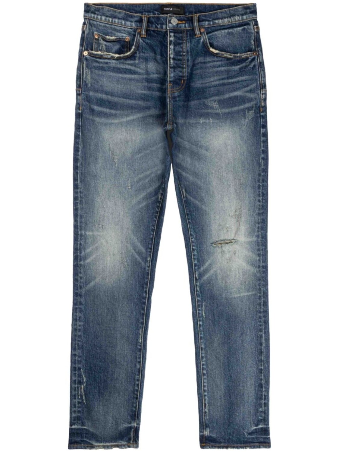 

Узкие джинсы с эффектом потертости Purple Brand, синий