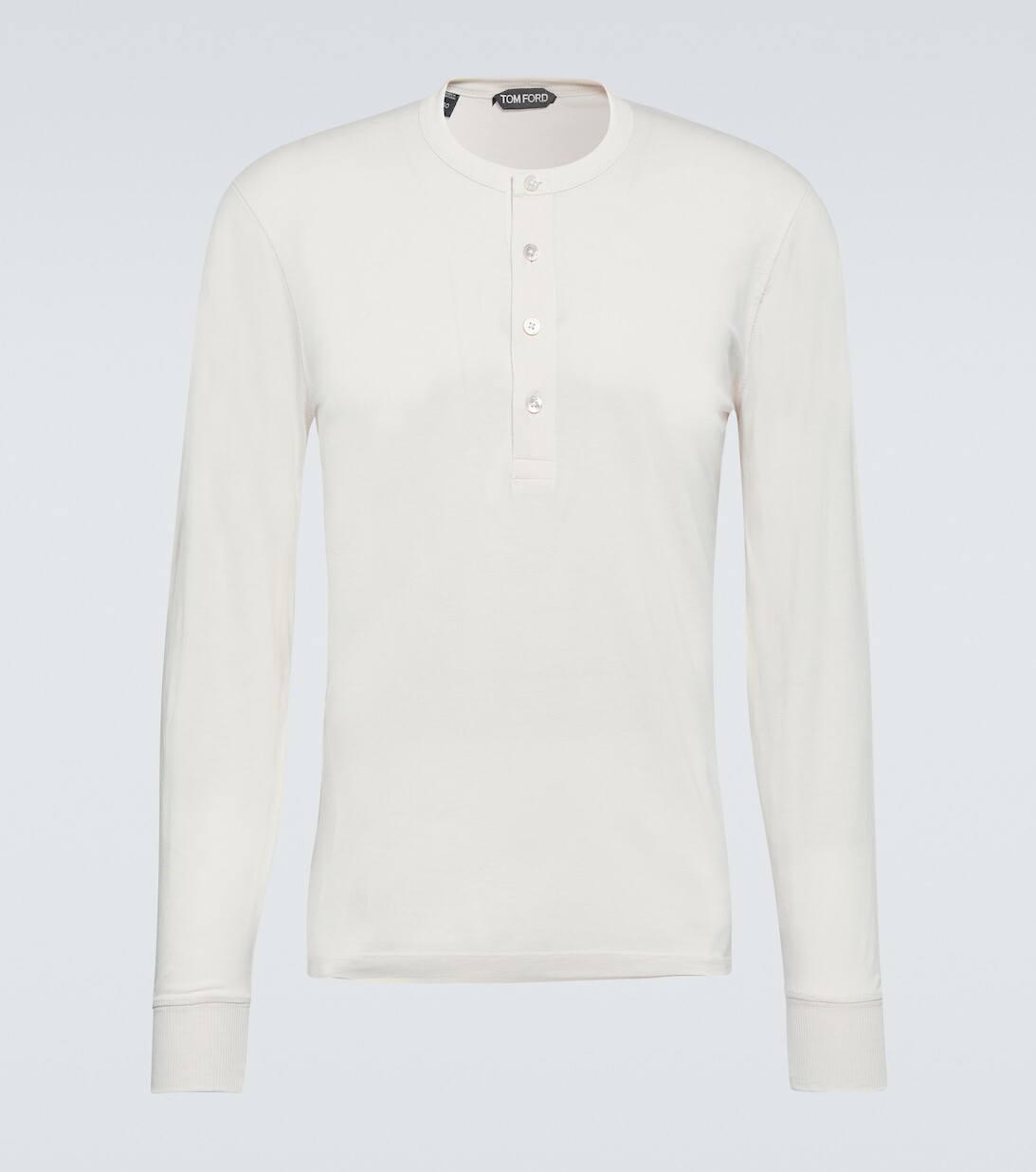 

Рубашка Henley из смесового хлопкового джерси Tom Ford, нейтральный