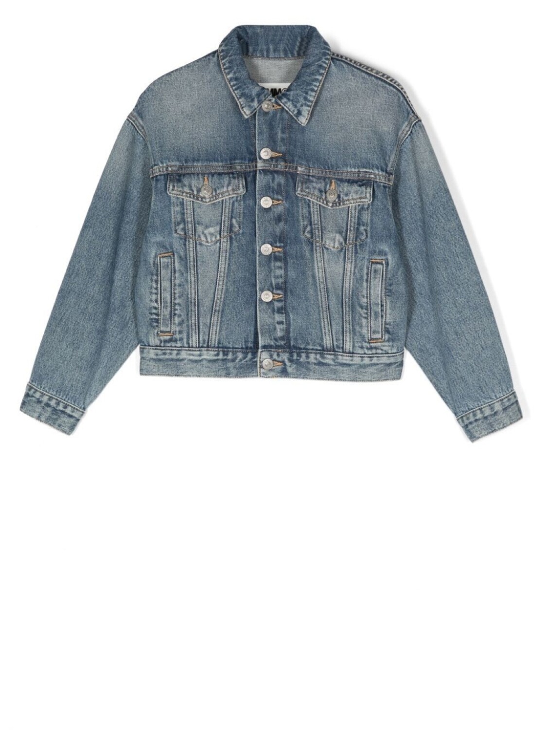 

MM6 Maison Margiela Kids джинсовая куртка с логотипом на спине, синий