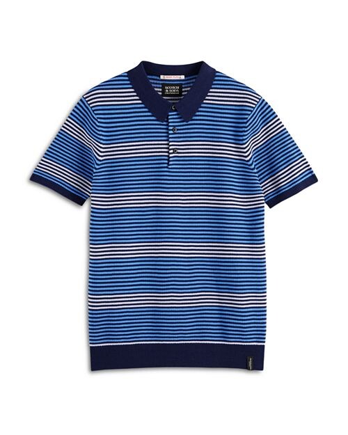 

Трикотажная рубашка-поло в структурированную полоску Scotch & Soda, цвет Blue