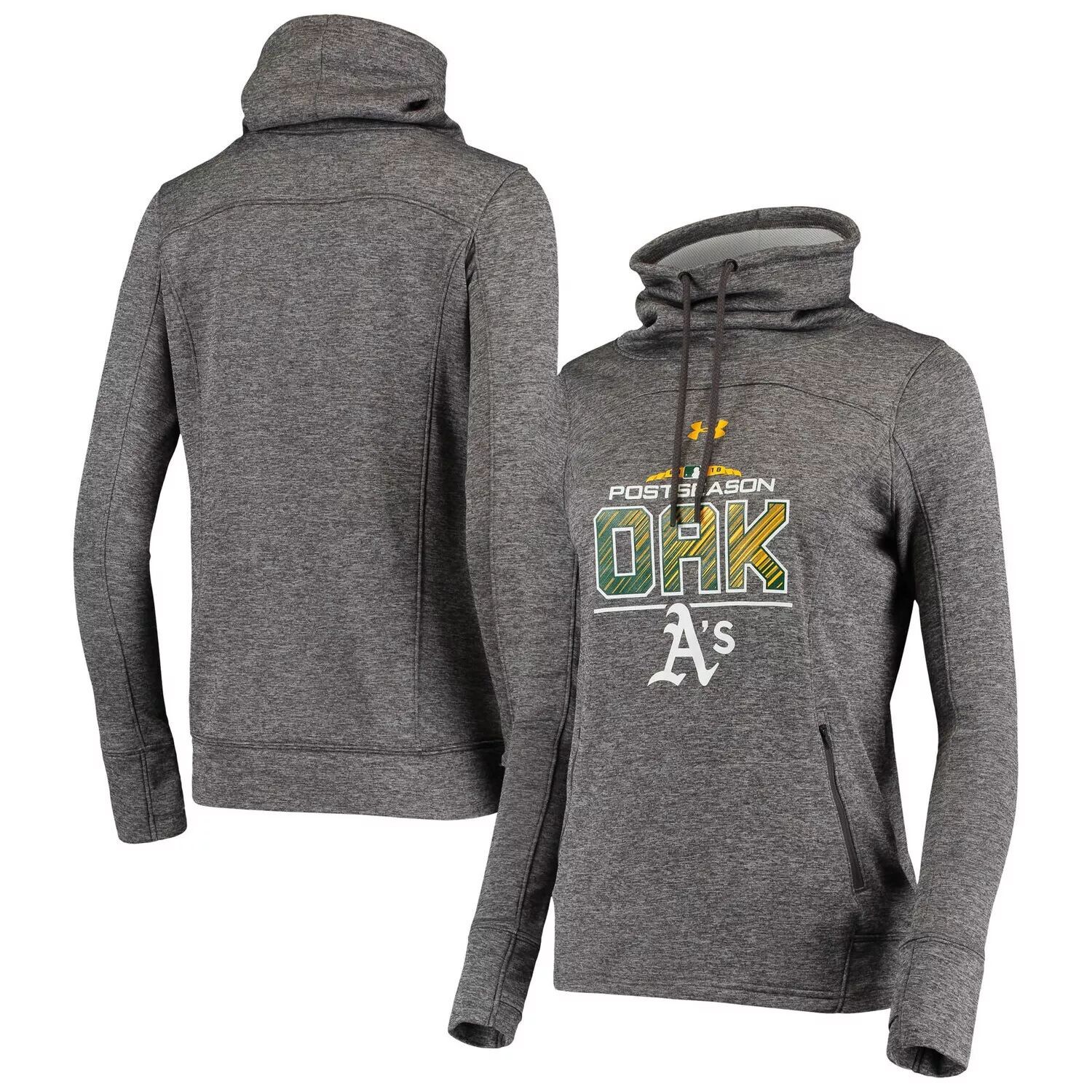 

Женская толстовка с капюшоном Under Armour серого цвета Oakland Athletics 2018 Post Season Block Plate Tri-Blend Under Armour