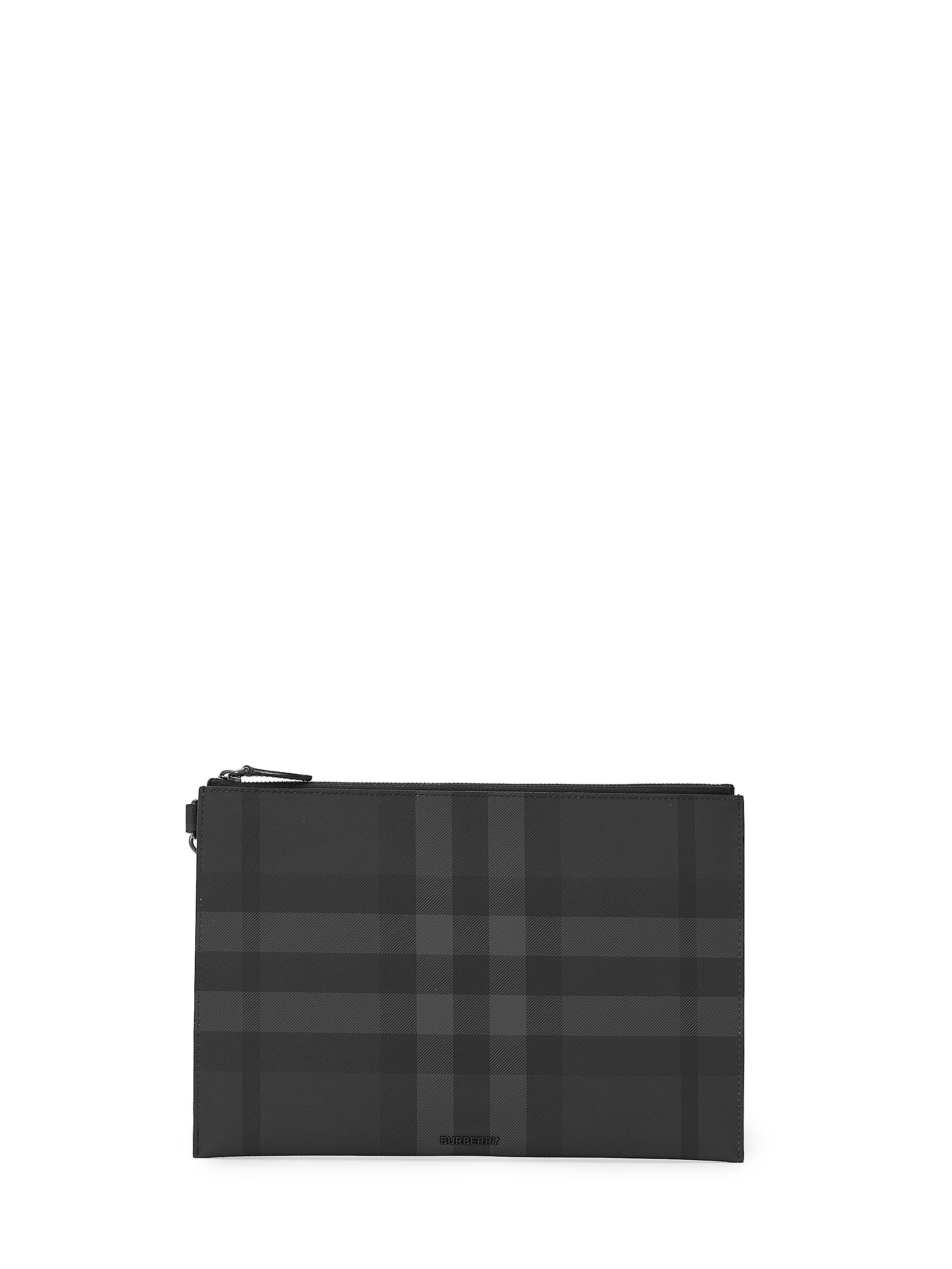 розовый кожаный клатч burberry черный Сумка Burberry Check Large, серый