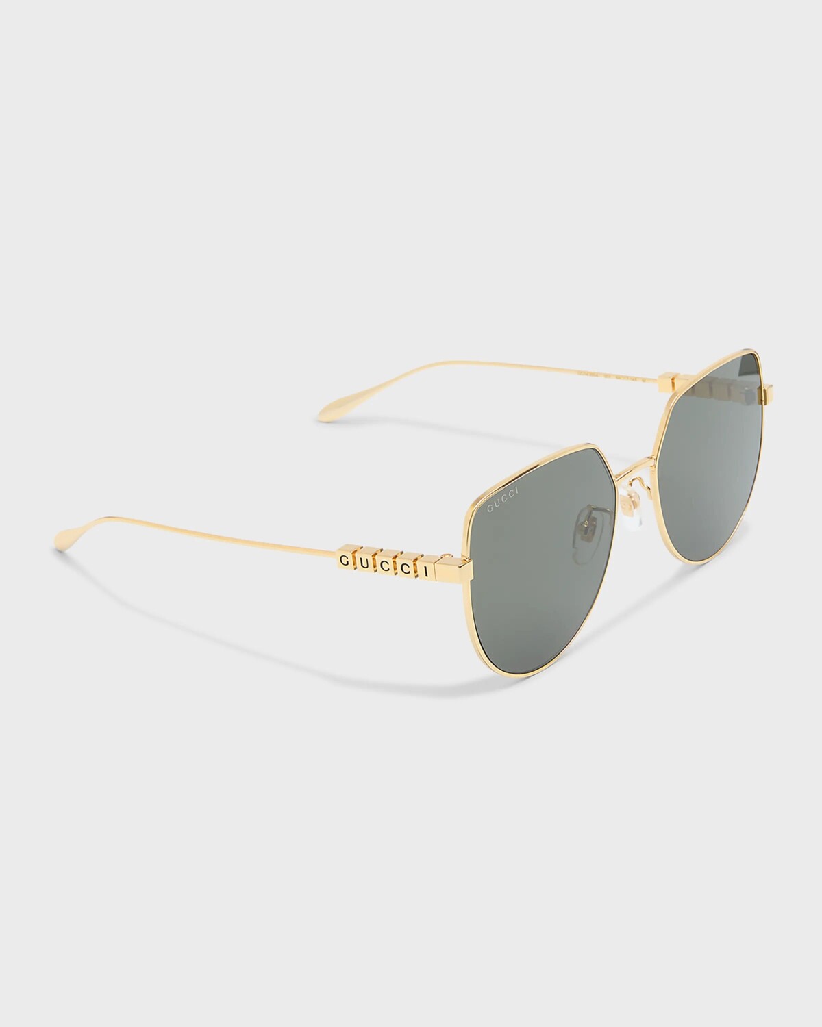 

Солнцезащитные очки с логотипом и металлической бабочкой Gucci, цвет Shiny Yellow Gold