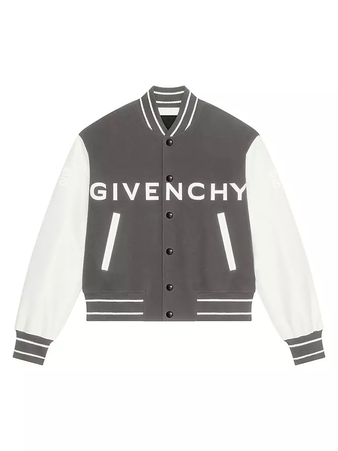 

Университетская куртка из шерсти и кожи Givenchy, цвет greyish green