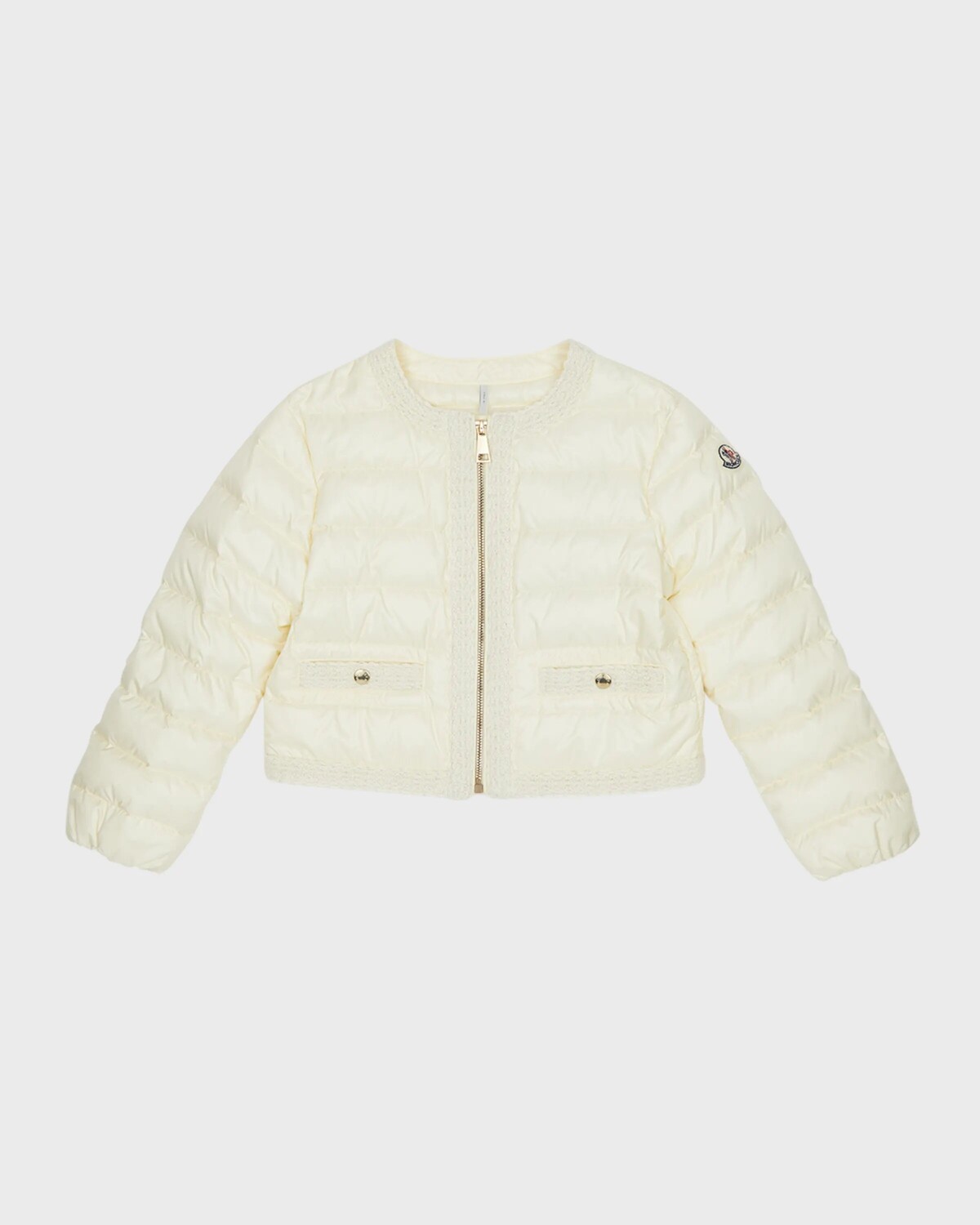 

Пуховик Dafina с твидовой отделкой для девочек Moncler, цвет Pale Ivory