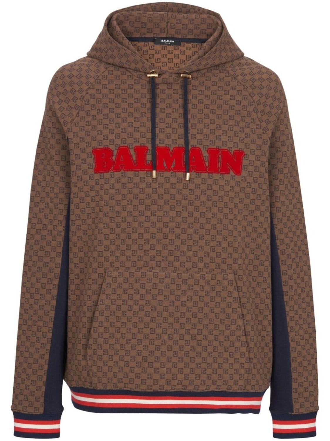 

Balmain жаккардовое худи с монограммой, коричневый