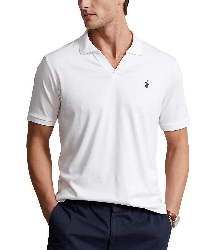 

Рубашка-поло из мягкого хлопка с короткими рукавами и воротником Джонни Polo Ralph Lauren Big & Tall, белый