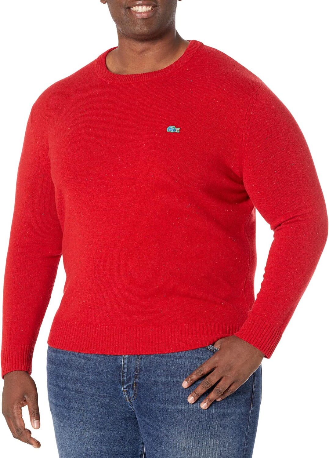 

Шерстяной свитер с круглым вырезом и разноцветным ворсом Lacoste, цвет Neps Red
