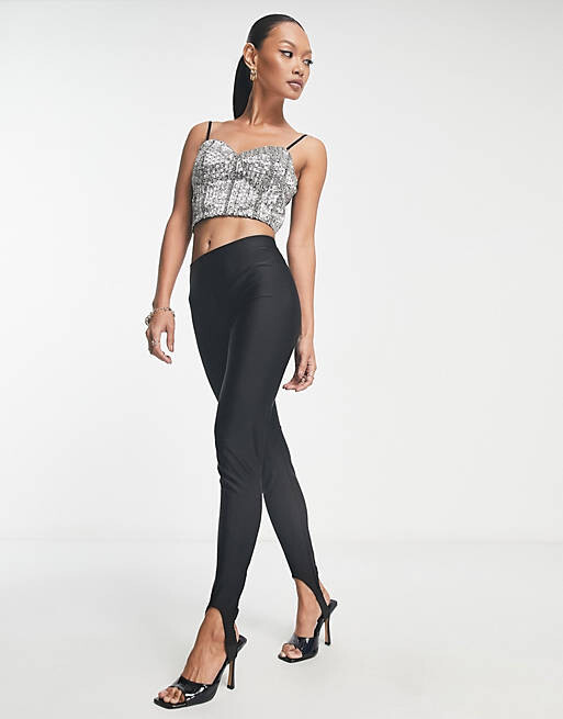 

Серебристый корсетный топ с украшением River Island