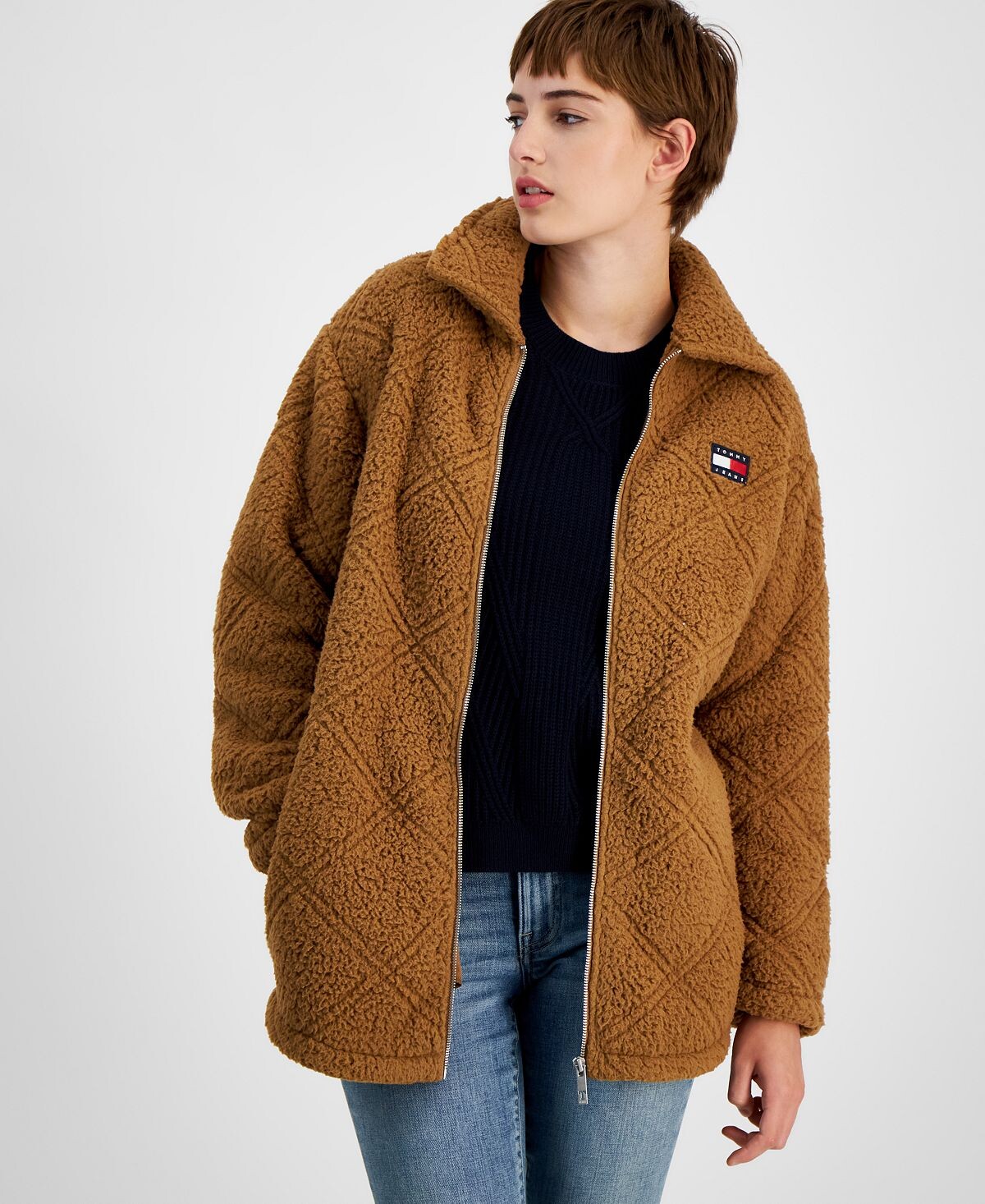 

Женское стеганое автомобильное пальто из шерпы Tommy Jeans