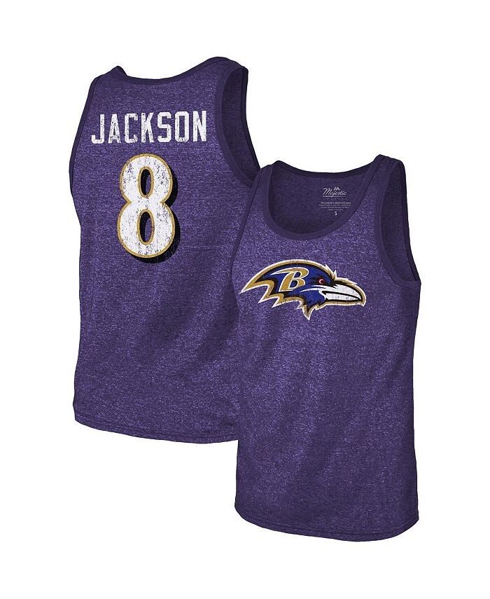 

Мужские нитки Lamar Jackson Purple Baltimore Ravens Name & Майка из три-смеси Number Majestic, фиолетовый