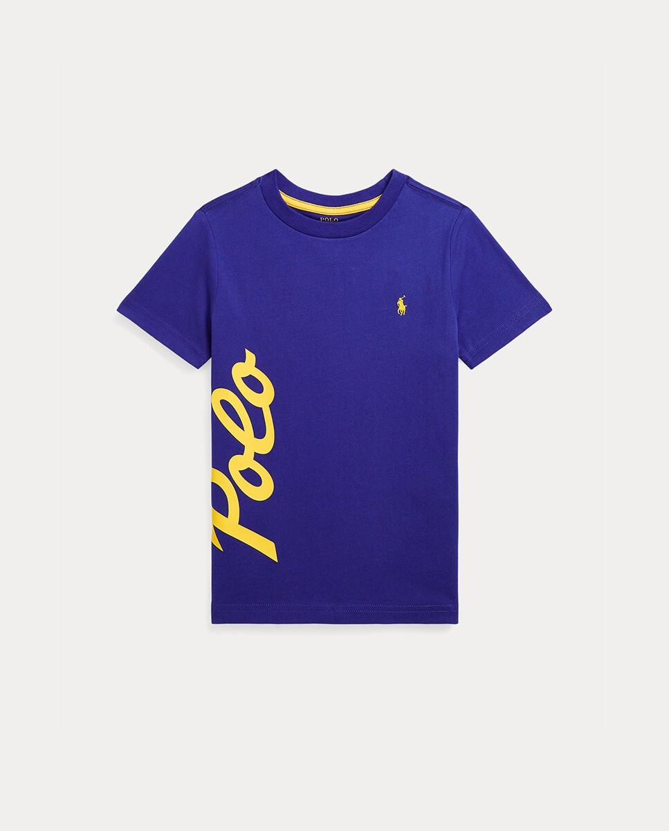 

Синяя футболка для мальчика с надписью POLO сбоку Polo Ralph Lauren, синий