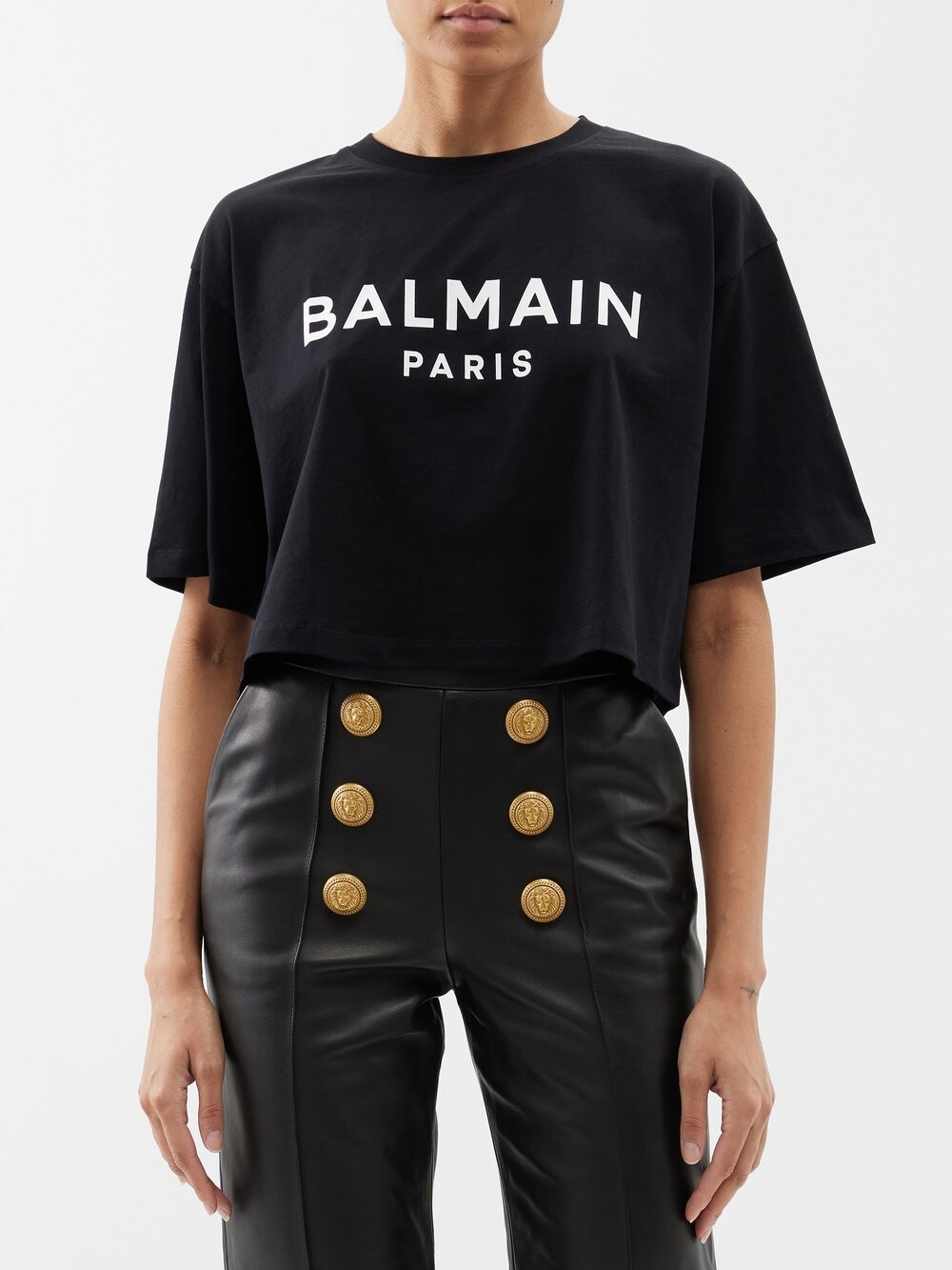 

Футболка из хлопкового джерси с логотипом Balmain, черный