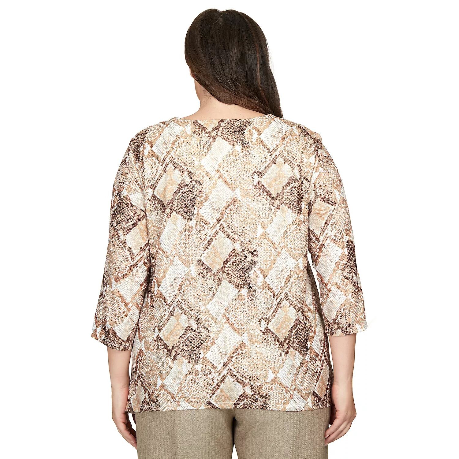 

Блестящий топ с принтом Python Plus Size Alfred Dunner Alfred Dunner