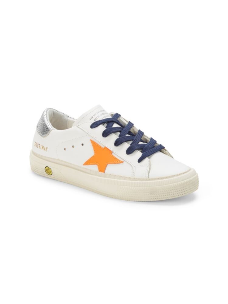 

Детские кожаные кроссовки с аппликацией Golden Goose, белый