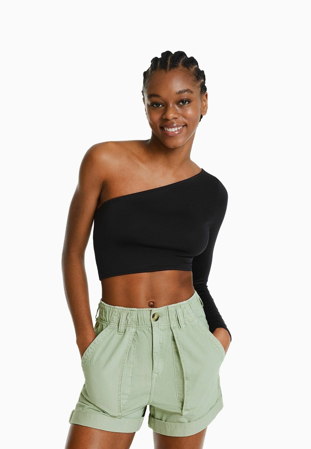 

Джинсовые шорты Bershka, зеленый