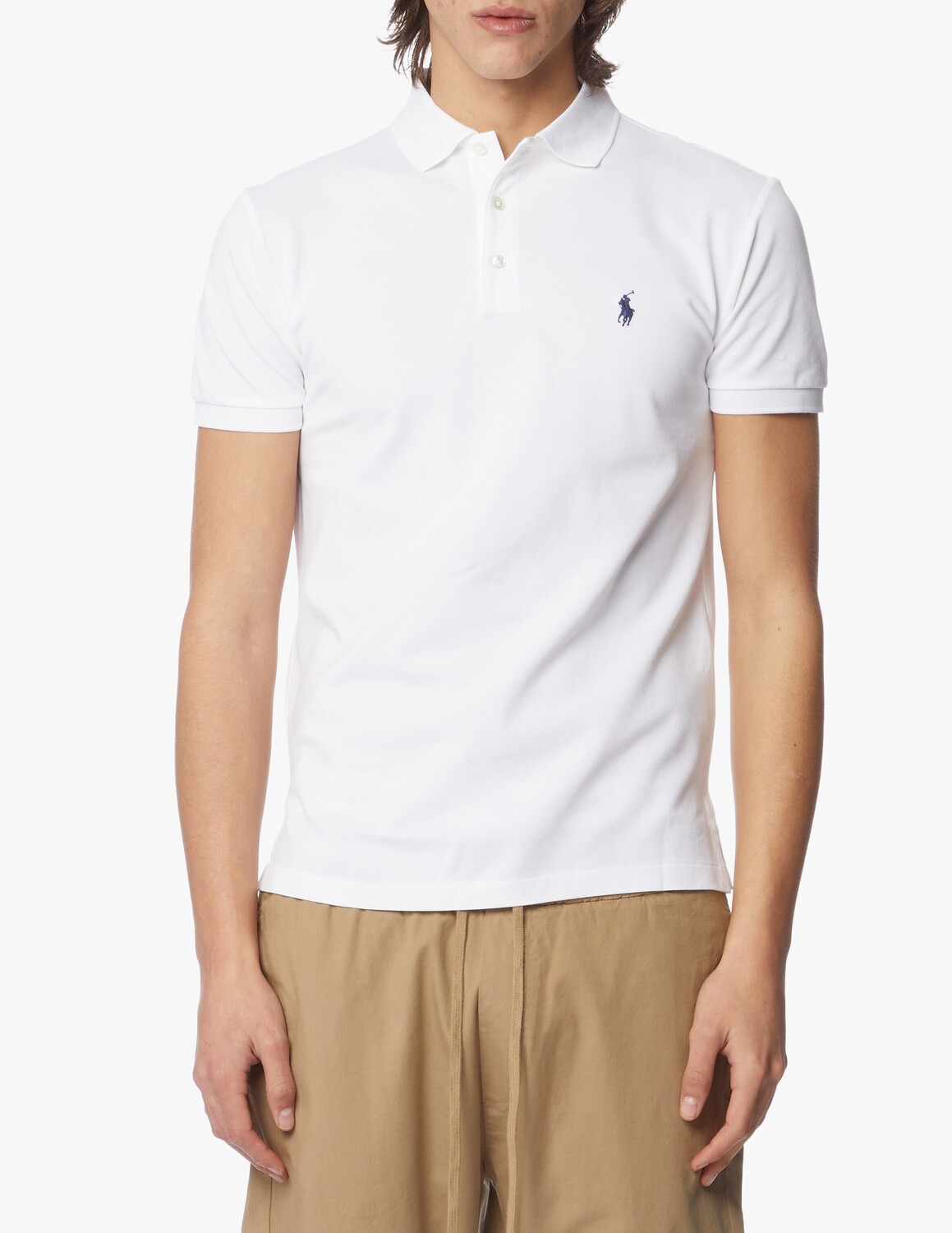 

Тонкая футболка-поло из эластичной сетки Ralph Lauren, белый