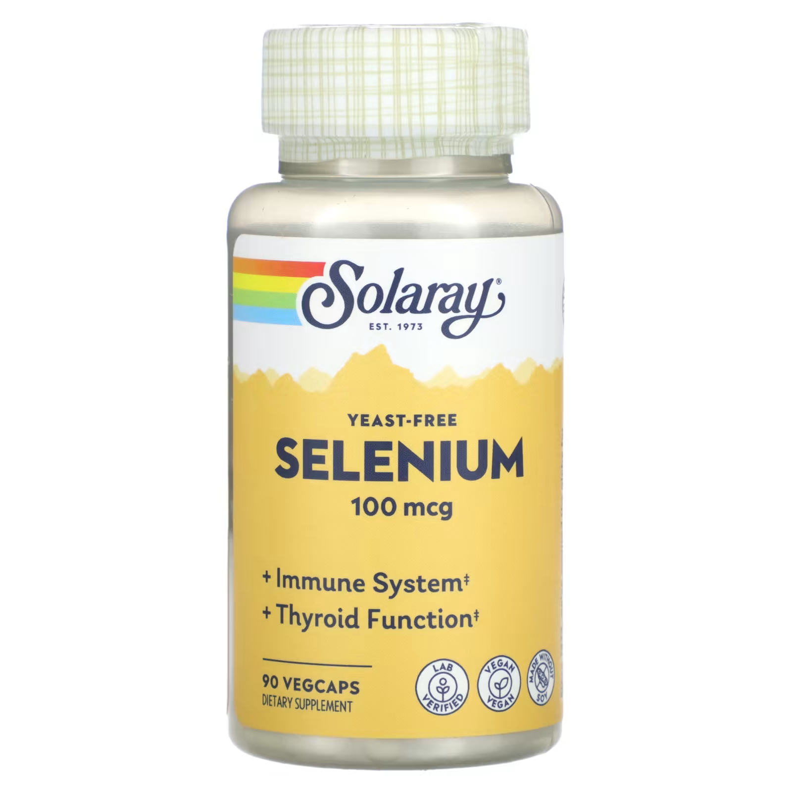 Бездрожжевой селен Solaray, 90 растительных капсул solaray панкреатин 1300 90 растительных капсул