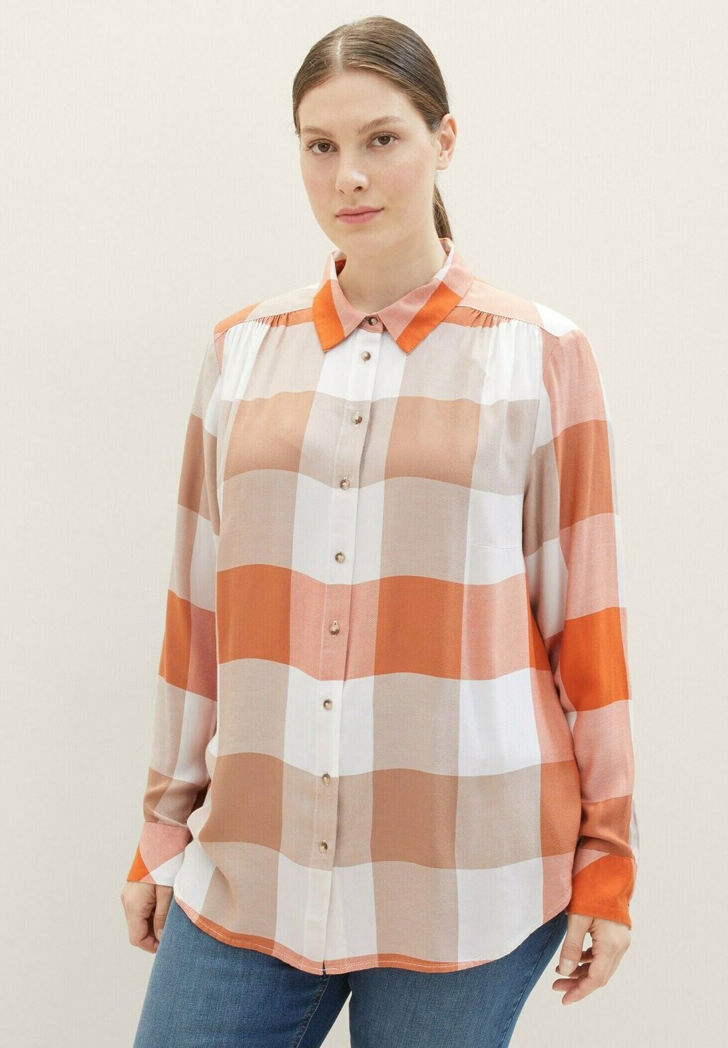 

Рубашка TOM TAILOR PLUS-MIT KAROMUSTER, цвет blush orange check woven