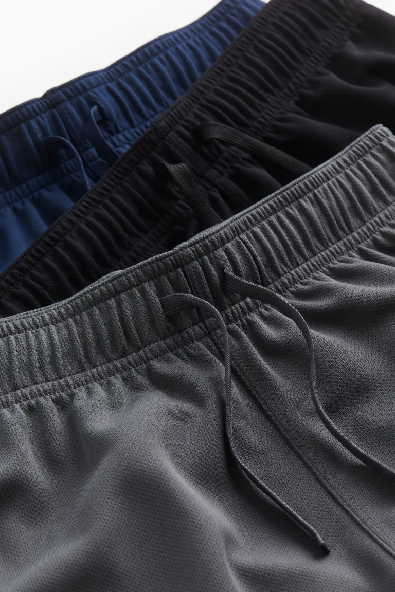 Комплект из трех спортивных шорт из сетки drymove H&M, черный комплект из трех джинсовых шорт h
