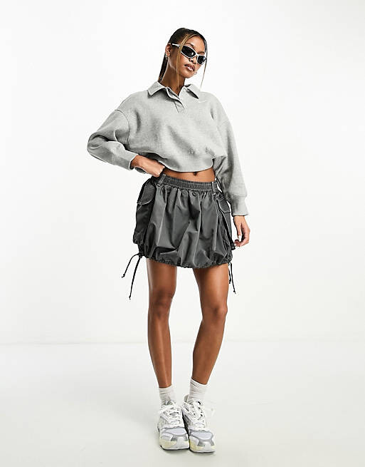 

Укороченная толстовка-поло серого цвета с парусом Nike Mini Swoosh, Серый