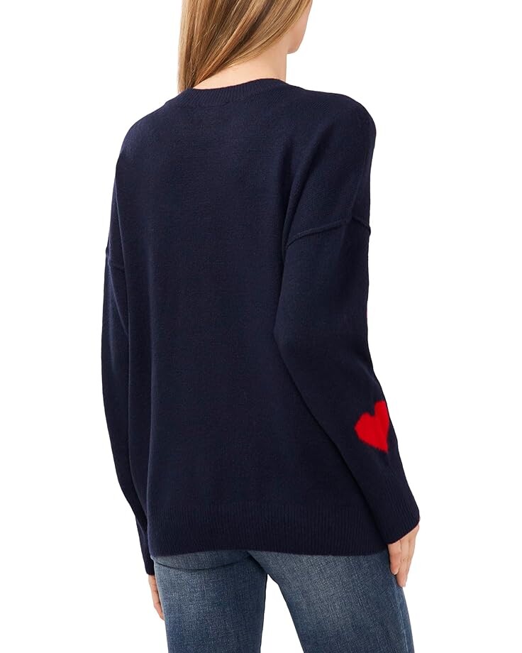 

Свитер CeCe Heart Pattern Crew Neck Sweater, цвет Classic Navy
